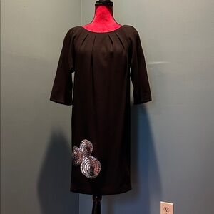 Vintage Elegant Black Dress with Silver Sequin Accents Size 6–Very Unique